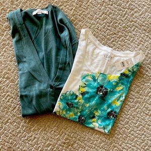 ☀️Ann Taylor Loft Green sweater and top